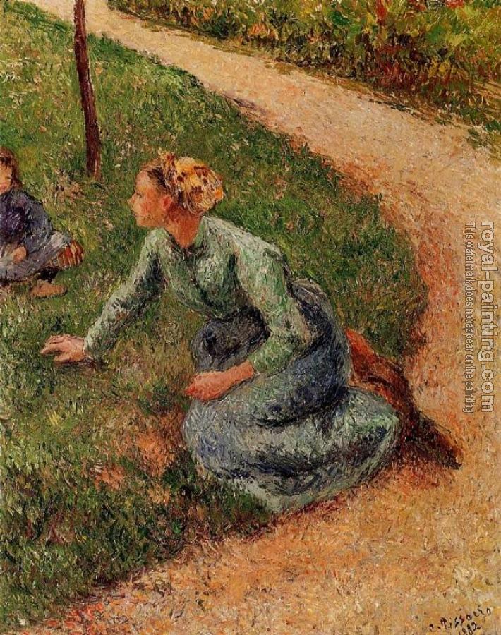 Camille Pissarro : Peasant Trimming the Lawn